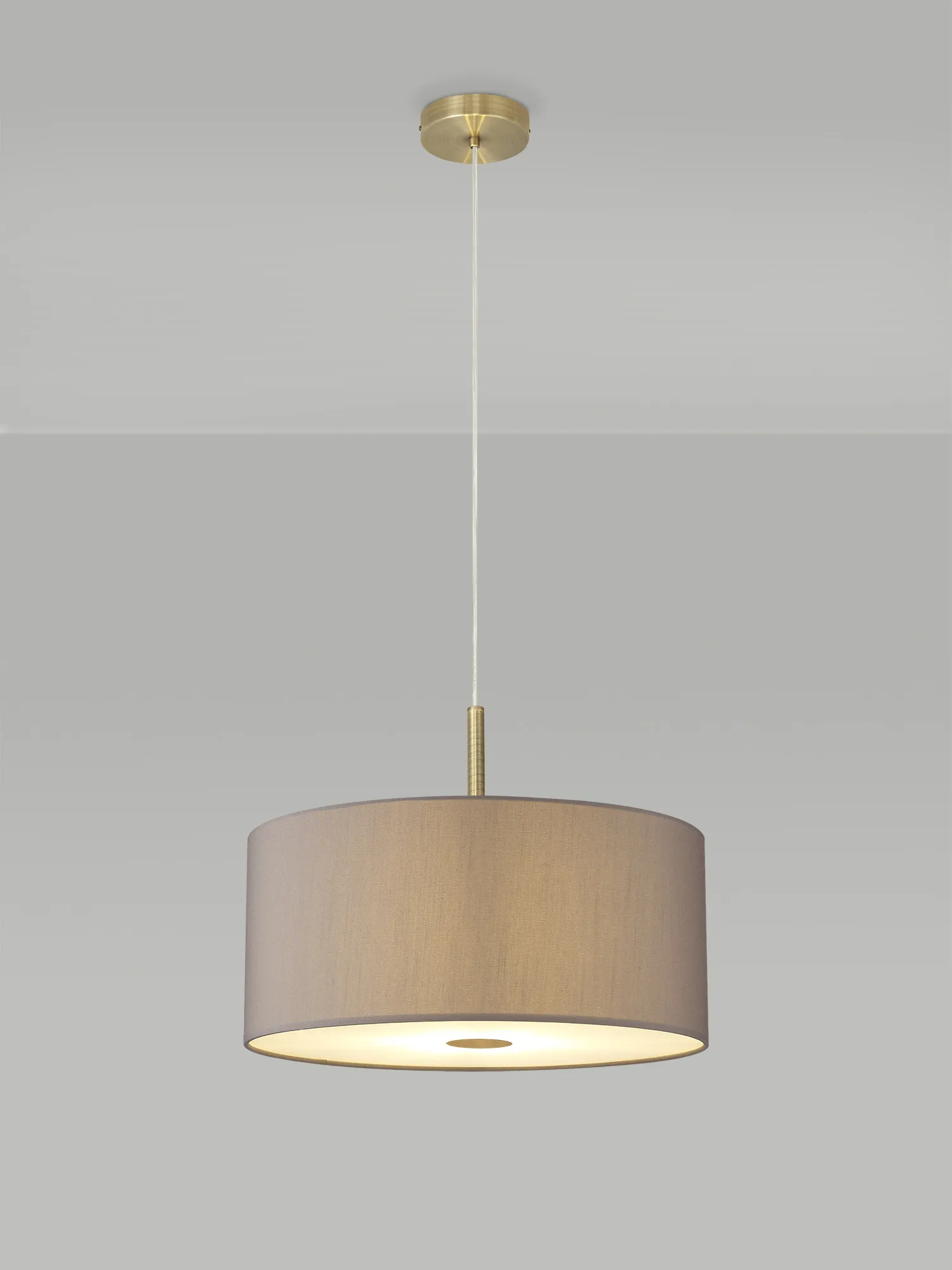 Baymont 40cm 3 Light Pendant Antique Brass, Grey, Frosted Diffuser DK0402  Deco Baymont AB GR